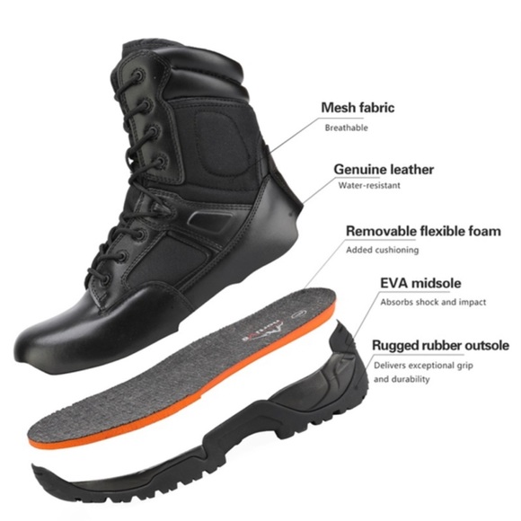 NORTIV 8 Men's Military Tactical Work Boots Hiking Motorcycle Combat Boots - Picture 4 of 6